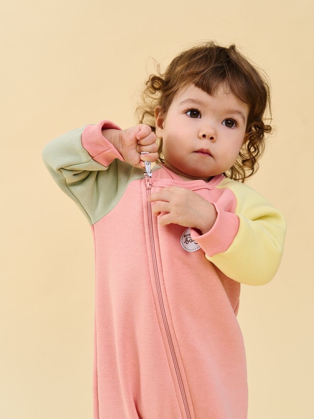 Комбинезон-косуха Колор блок "Персик" утепленный 0+