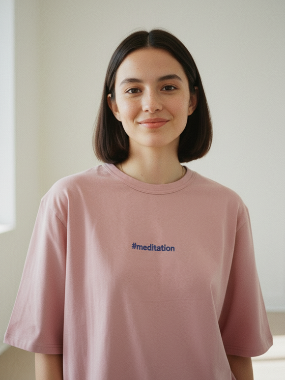 Футболка оверсайз женская розовый MEDITATION/МЕДИТАЦИЯ