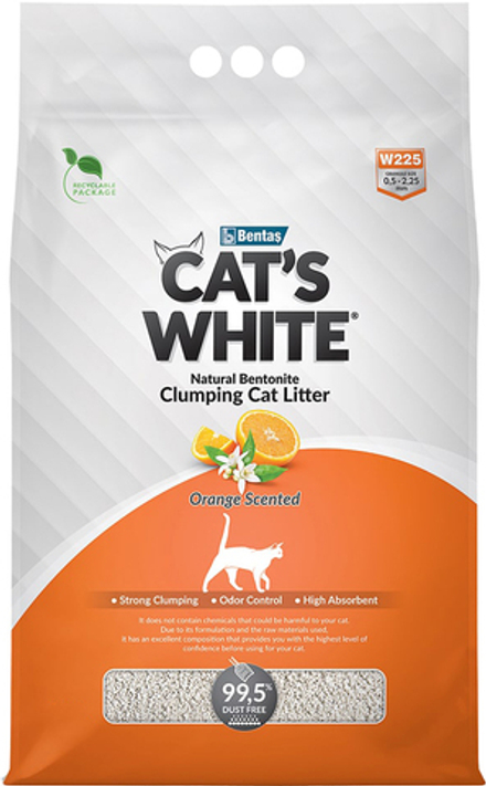 Наполнитель для туалета Cat's White 5л Natural Orange Scented для кошек, комкующийся, с ароматом апельсина