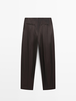 Massimo Dutti Атласные брюки-баллоны - Limited Edition, шоколадный