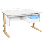 Растущая парта Дэми СУТ 25 с задними полками СУТ.15.210 и навесной тумбой (1200×880 мм)