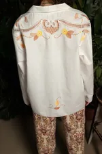 Купить Рубашка Soeurs с Осенними Аппликациями / Fall Applique Long Sleeve белая Рубашка Soeurs с Осенними Аппликациями / Fall Applique Long Sleeve белая