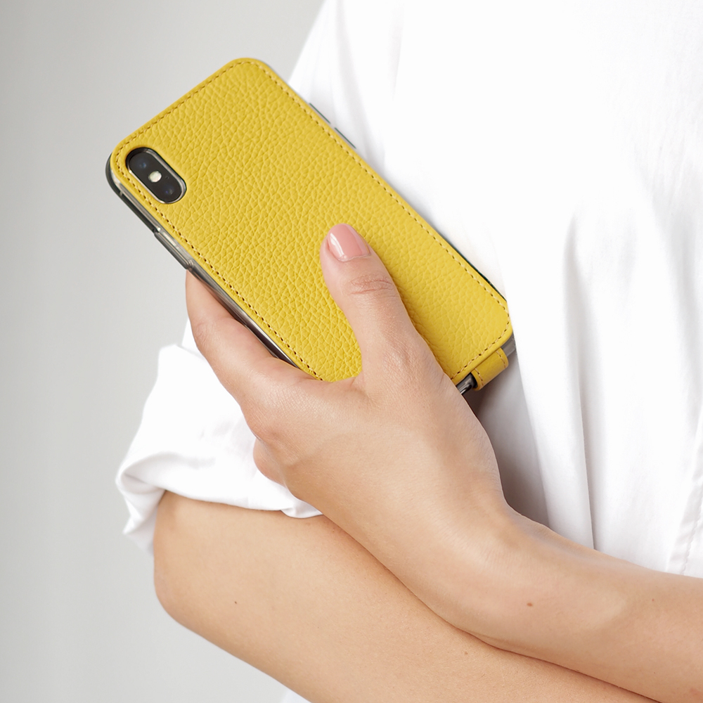 Чехол для iPhone X/XS из натуральной кожи теленка, желтого цвета