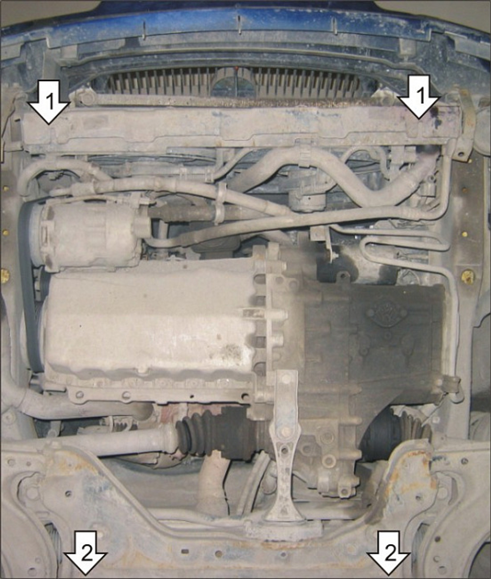 Защита картера Двигателя, КПП. 2 мм, Сталь. для Skoda Octavia I 1996-2000, Skoda Octavia Tour 2008-2012, Skoda Octavia I 2000-2004 MOTODOR.02302