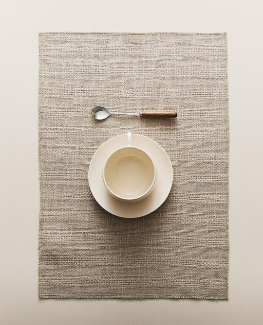 ZARA HOME ПОДСТАВКА ПОД СТОЛОВЫЕ ПРИБОРЫ ИЗО ЛЬНА, СВЕТЛО-БЕЖЕВЫЙ