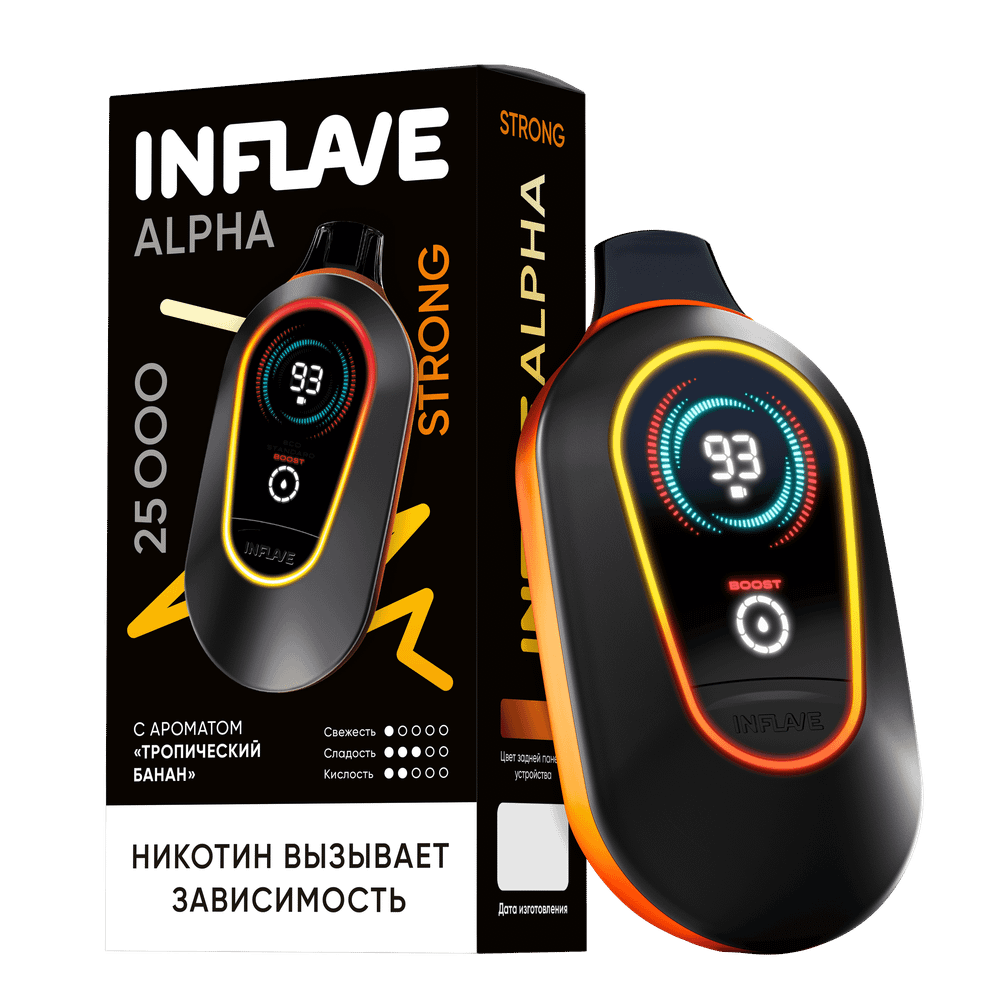 Inflave Alpha Strong Тропический банан 25000 затяжек 20мг Hard (2% Hard)