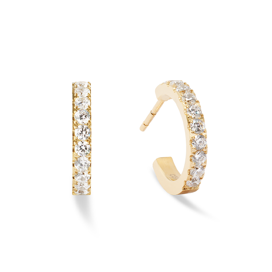 Серьги Coeur de Lion Hoop Crystal-Gold 15мм 0146/23-1816