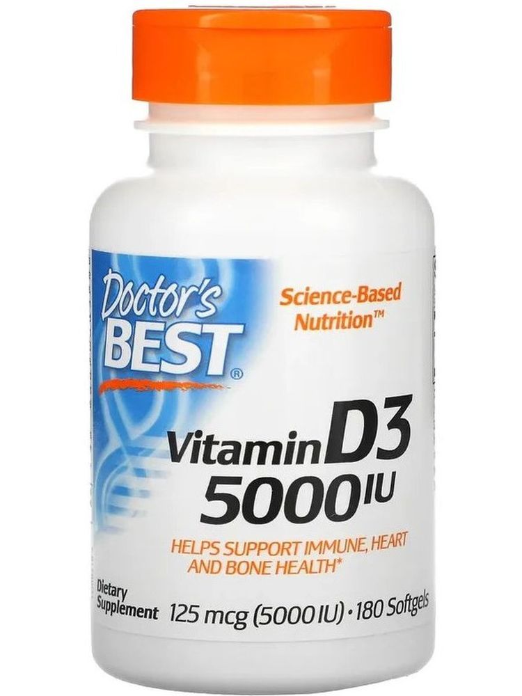 Doctor&#39;s Best витамин D3 125 мкг (5 000 МЕ) 180 капсул
