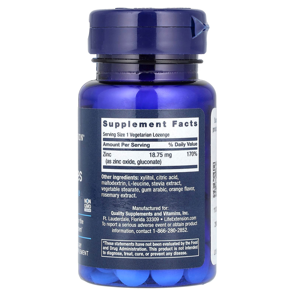 Life Extension, леденцы с цинком, цитрус и апельсин, 60 вегетарианских леденцов (18,75 мг в 1 леденце)