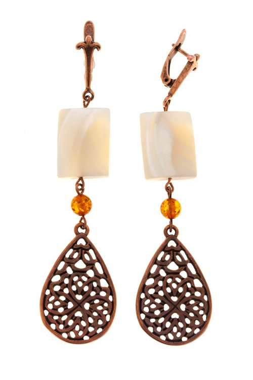 "Дроя" серьги в медном покрытии из коллекции "Нюанс" от Jenavi  с английским замком