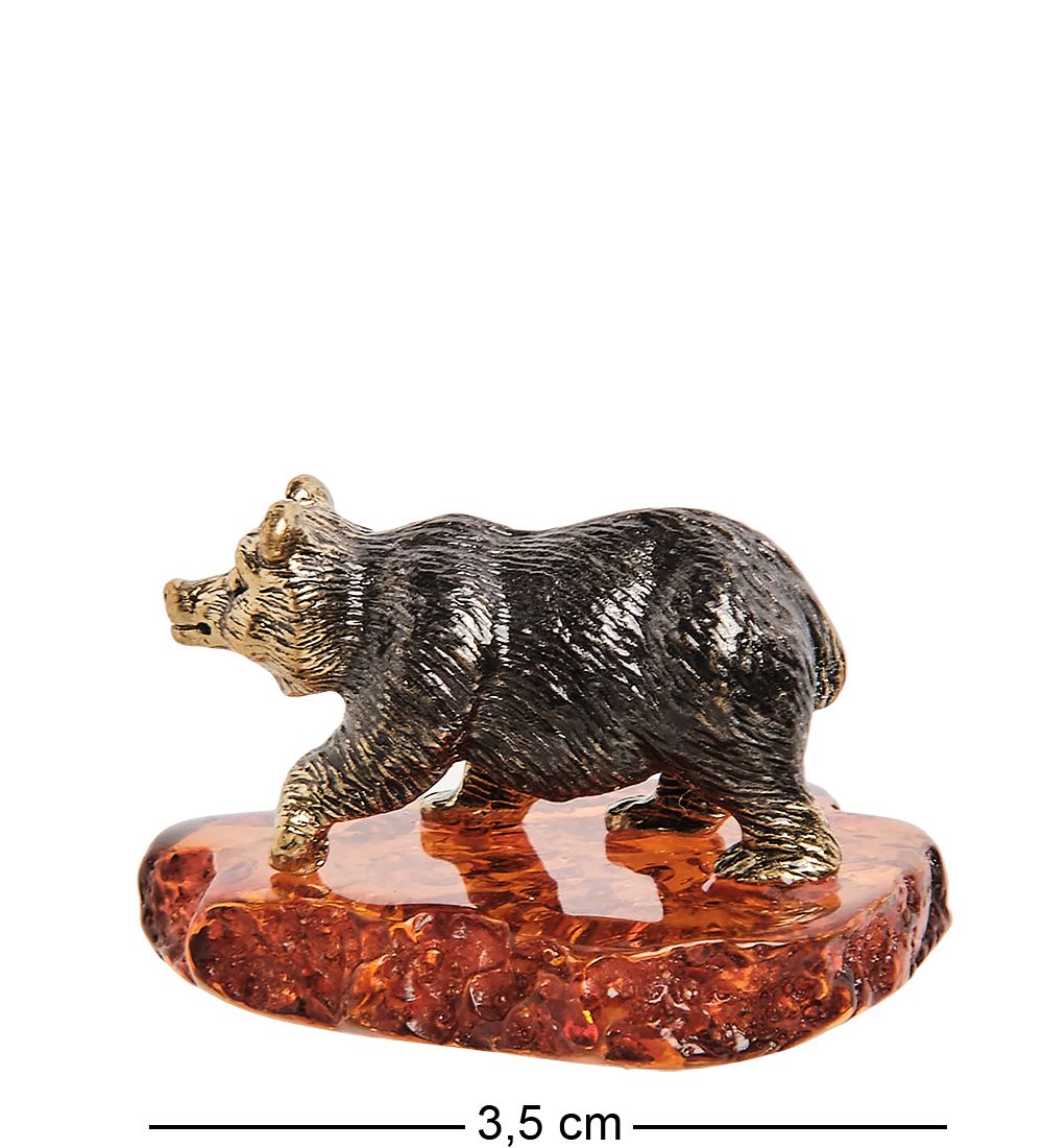 Народные промыслы AM-1108 Фигурка «Медведь» (латунь, янтарь)