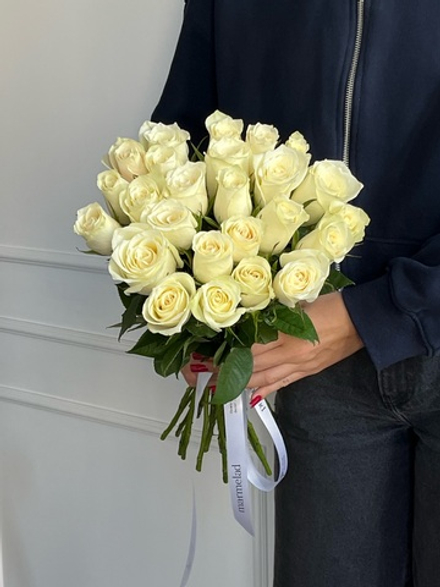 Букет из белой розы (50см) 25 шт под ленту