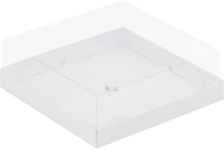 Коробка для муссовых пирожных (4 шт) с крышкой белая 17х17х6 см