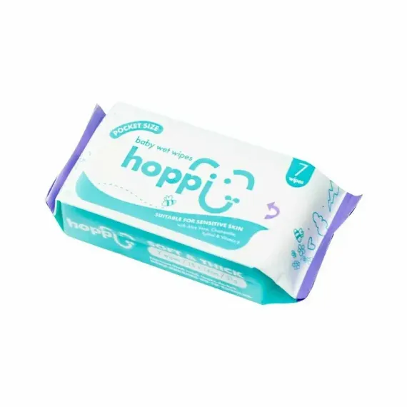 Салфетки детские влажные Hoppi в мини упаковке (7 x 8) 56 шт