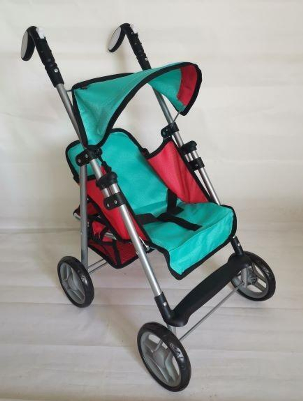 Коляска д/кукол сидячая склад. металл. с козырьком 2 52*32,5*53 в коробка (9351A)