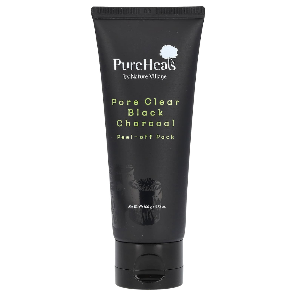 PureHeals, Pore Clear Black Charcoal, отшелушивающая маска для лица, 100 г (3,53 унции)