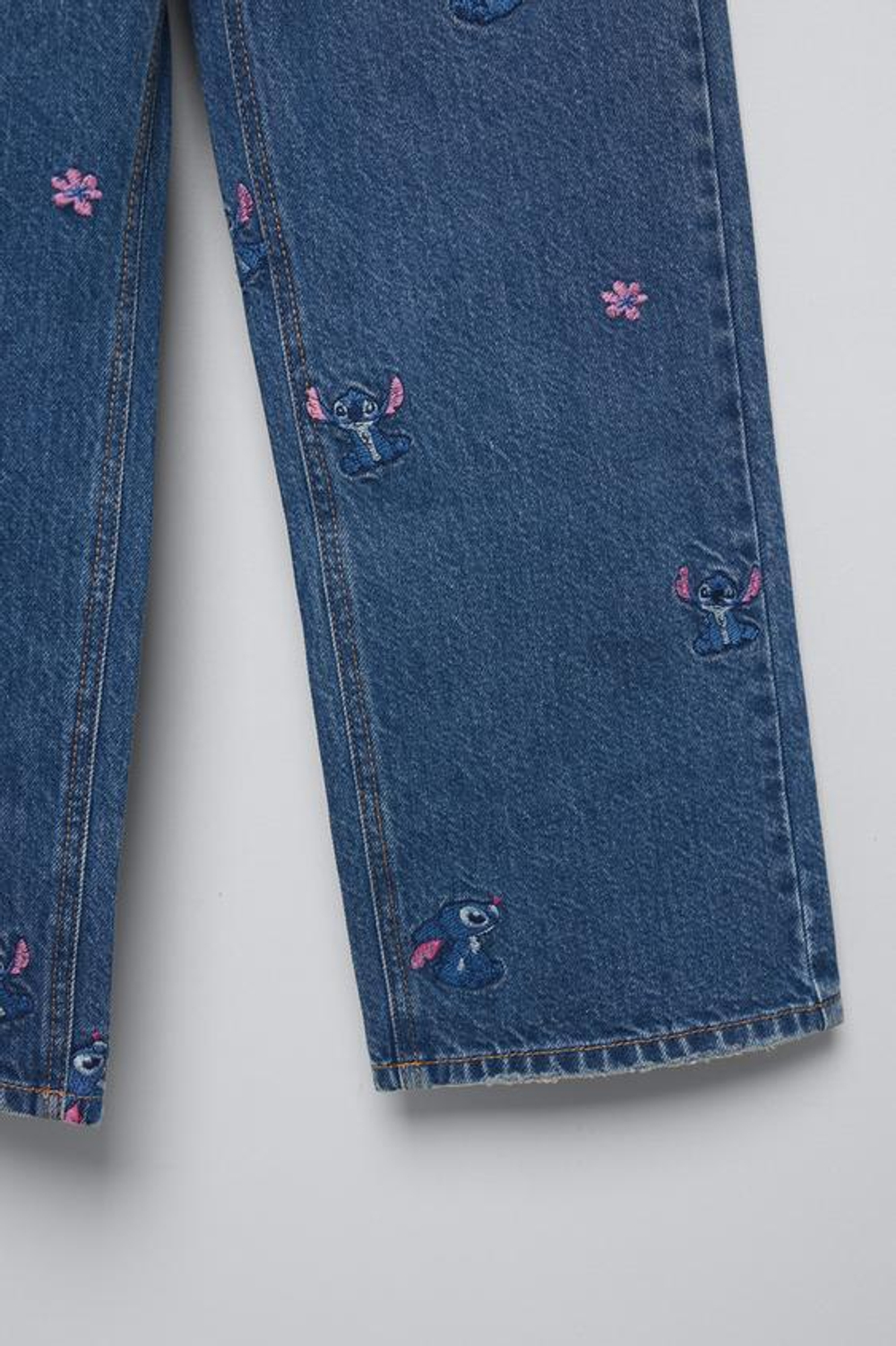 ZARA ДЖИНСЫ WIDE LEG С ПРИНТОМ LILO & STITCH © DISNEY, СИНИЙ