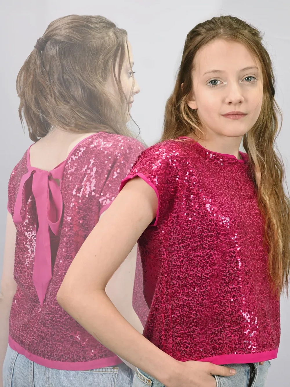 Блузка топ с пайетками для девочки