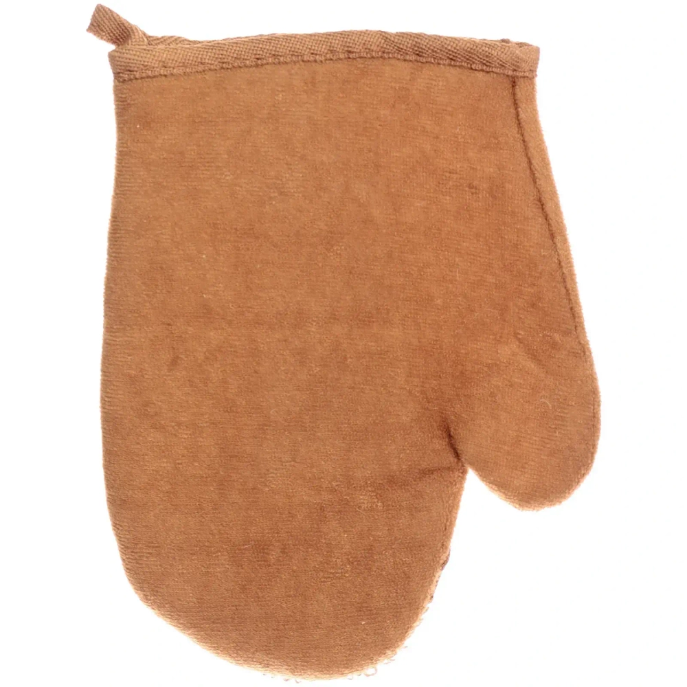 Мочалка - варежка массажная «SANTA MONIKA - SENDU», цвет орехово-коричневый, 18*22см (ZIP пакет)