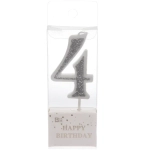 Свеча для торта Цифра Иллюзия «4» 9.5 см, серебро