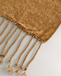 ZARA HOME ОДНОТОННЫЙ ПЛЕД ИЗ СИНЕЛИ, ГОРЧИЧНЫЙ