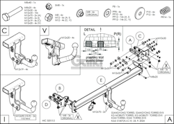 Фаркоп оцинкованный для KGM Torres 2023-, SsangYong Torres 2022-2023 вертикальное быстросъемное крепление шара с ключом, Galia.S145V