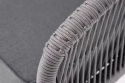 "Канны" кресло плетеное из роупа, каркас алюминий белый муар, роуп светло-серый круглый, ткань серая 017