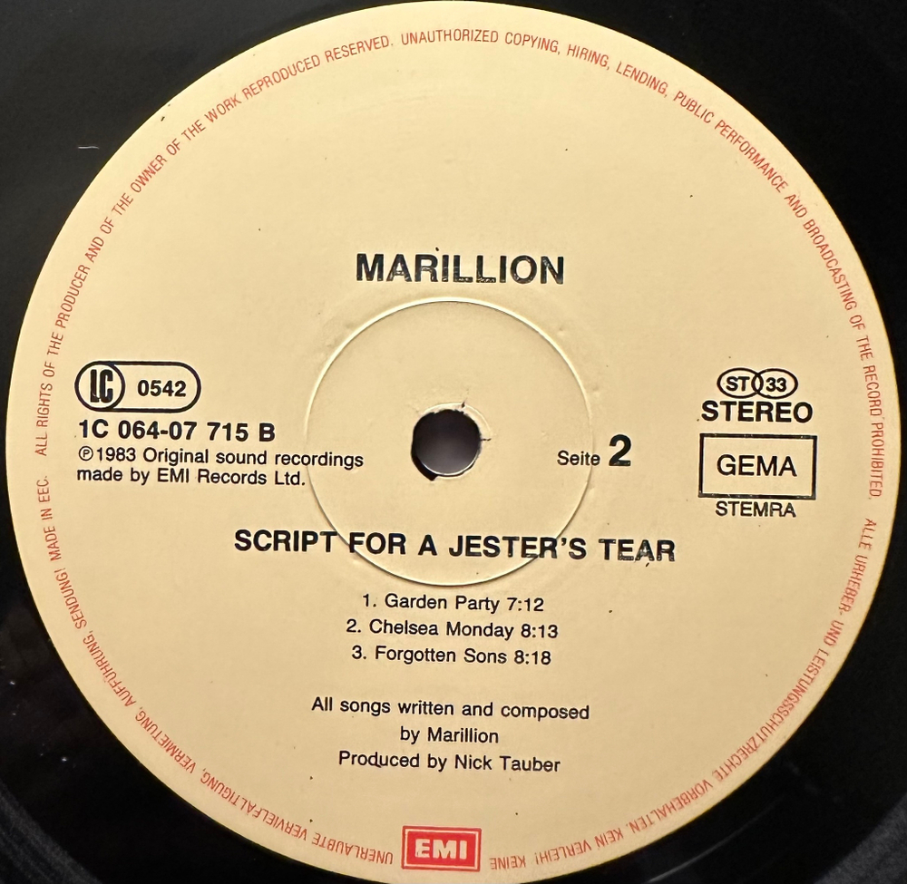 Marillion- Script For A Jester's Tear (Германия 1983г.)