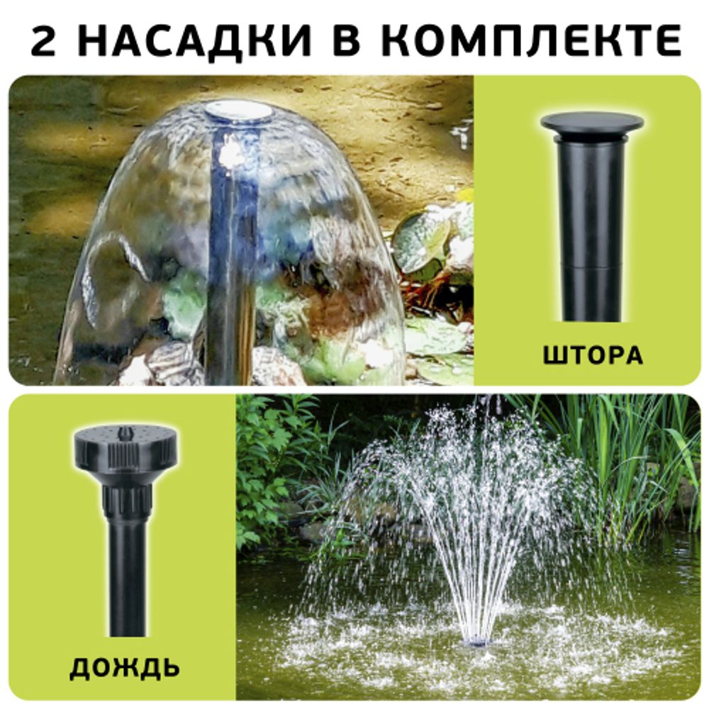 GANF01-01 GREEN APPLE Насос для фонтана с насадками. Мощность 16 W. Производительность 1000 л/ч. Ma | GREEN APPLE