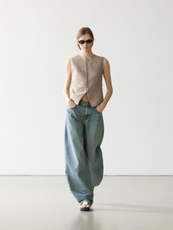 Massimo Dutti Льняной жилет, бежевый