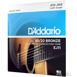 EJ11 BRONZE 80/20 Струны для акустической гитары бронза Light 12-53 DAddario