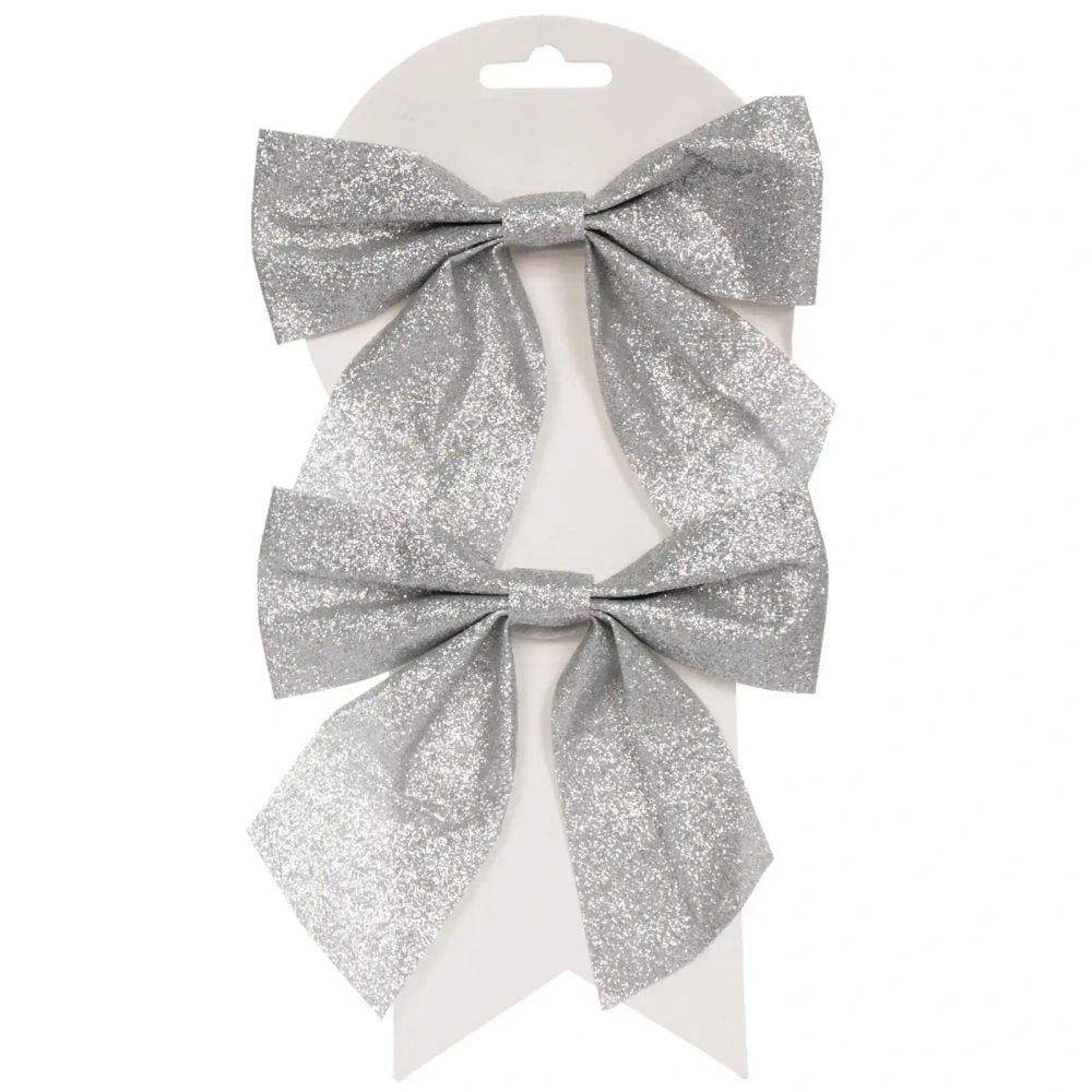 Бант на ёлку «Зимнее очарование» 15*15 см (набор 2 шт), Серебро