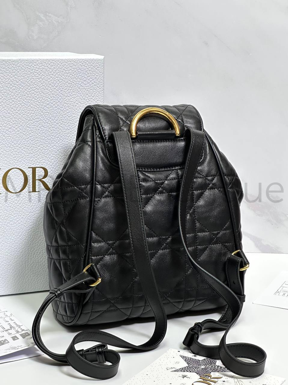 Рюкзак Dior Caro женский кожаный в черном цвете