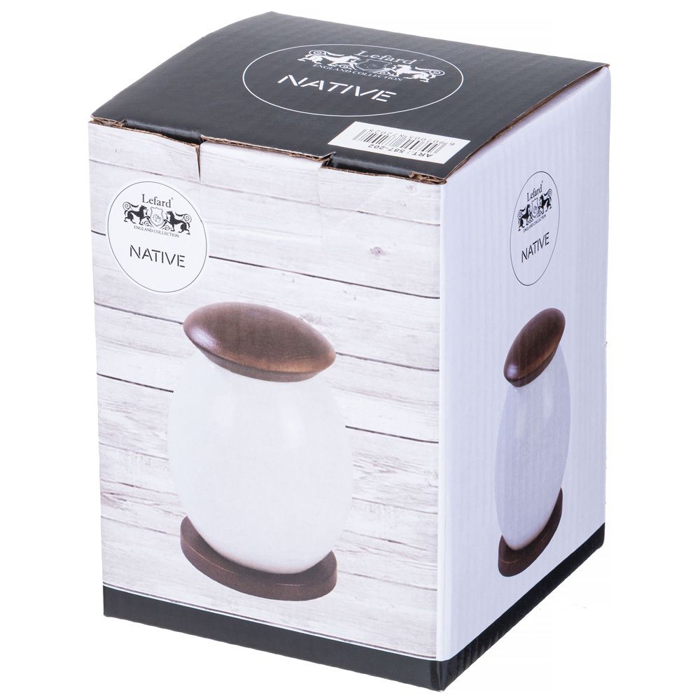 БАНКА С ДЕРЕВ. КРЫШКОЙ LEFARD "NATIVE" 9,5*12 СМ 400 МЛ НА ДЕРЕВ. ПОДСТАВКЕ (КОР=36ШТ.)