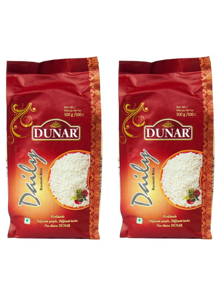 Рис Dunar Басмати Daily длиннозерный шлифованный 500 г, 2 шт