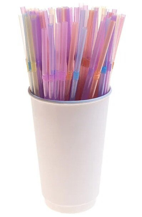 Трубочка гофрированная с изгибом, диаметр 5 мм, 21 см, флуоресцентная, 250 штук в упаковке