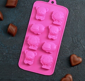 Форма для шоколада Зоопарк , 8 ячеек, 22х12х3 см