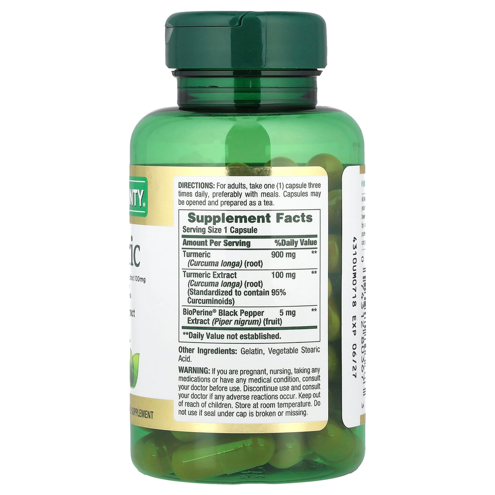 Nature's Bounty, куркума с экстрактом черного перца, 1000 мг, 60 капсул