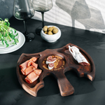 Менажница из древесины кедра для подачи блюд и закусок с гравировкой "От военной науки крепнут разум и руки".