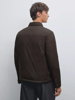 Massimo Dutti Непромокаемая легкая парка из смесового пуха, коричневый