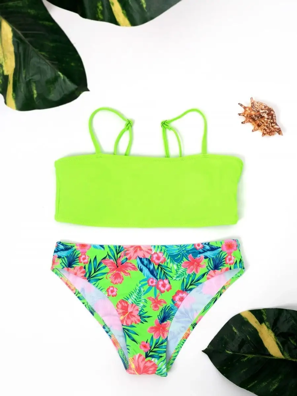 купальник раздельный 3 в 1 кроп топ парео и трусы