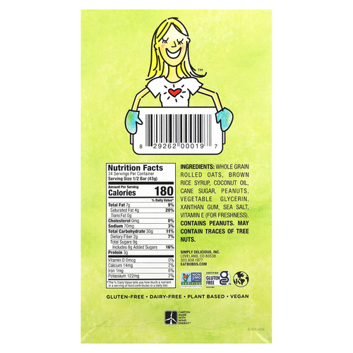 Bobo's Oat Bars, Овсяные батончики с арахисовой пастой, 12 батончиков, по 85 г (3 унции)