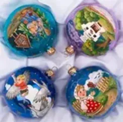 Набор стеклянных шаров Гуси-лебеди 4 шт., 85 мм., Ёлочка (С2200)