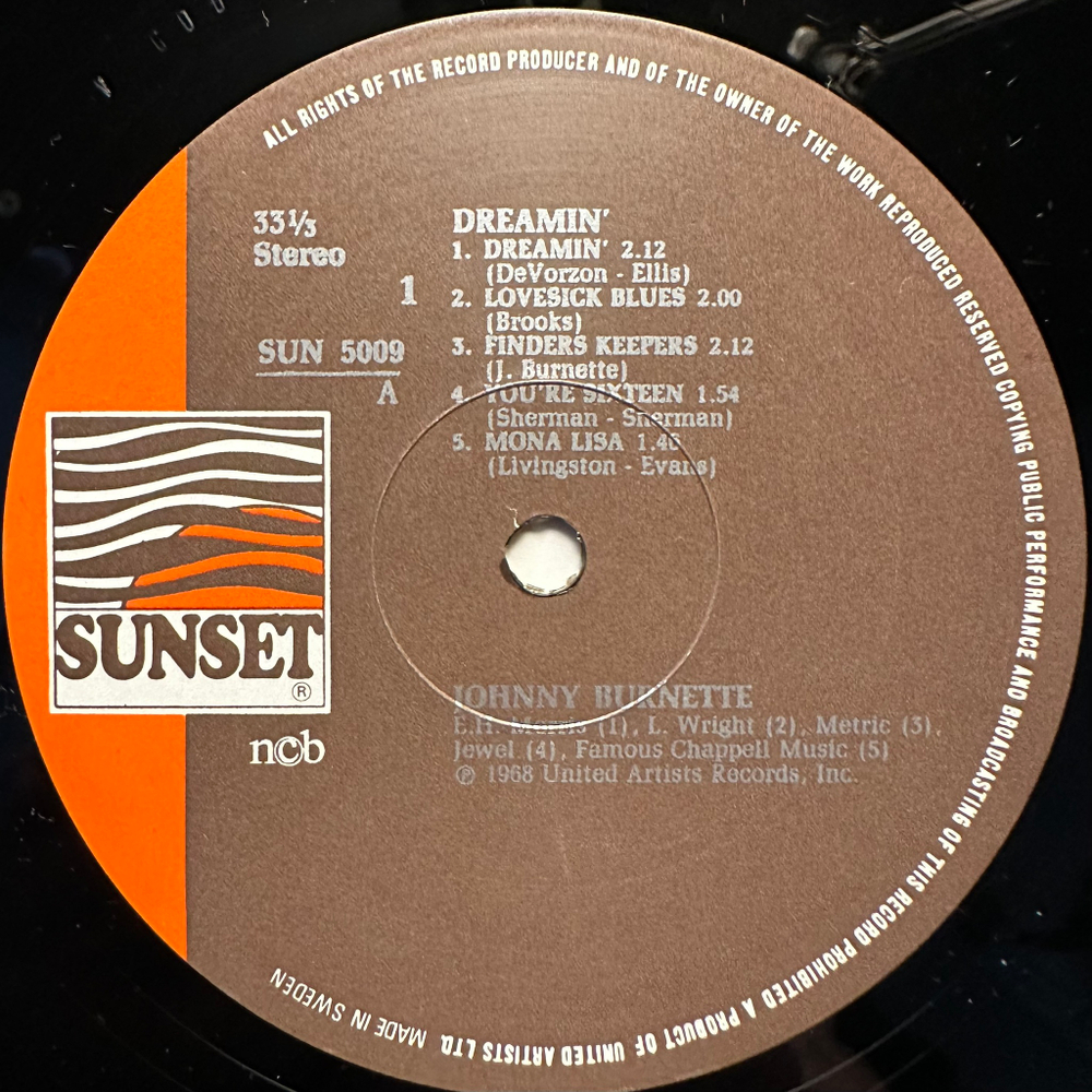 Johnny Burnette - Dreamin (Швеция 1976г.)