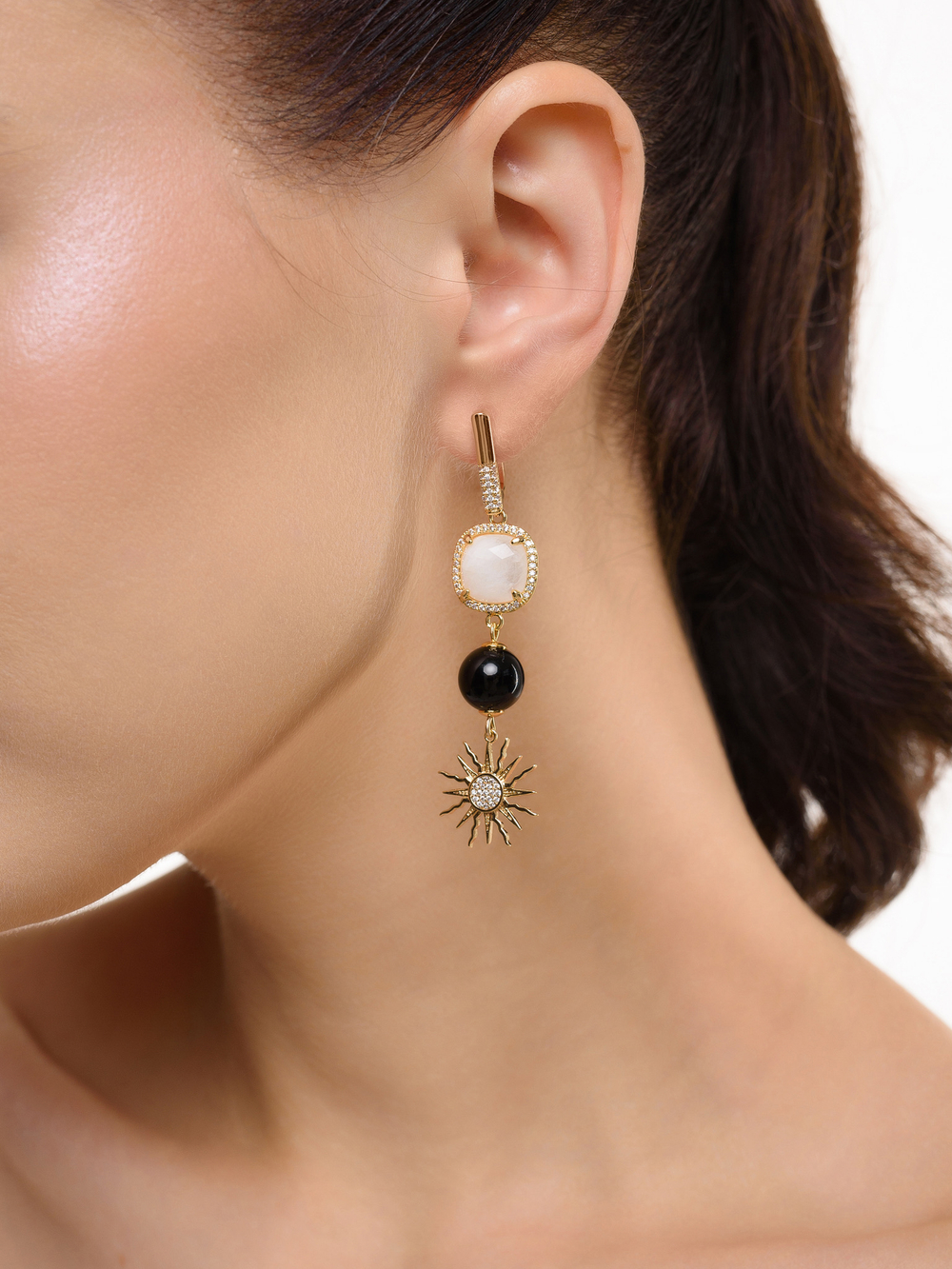 Серьги "Royal sun black" Gold