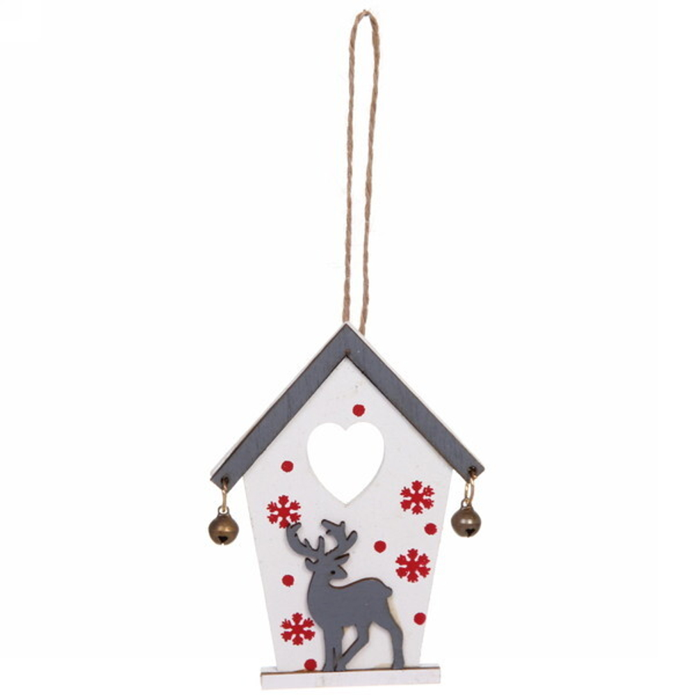 Подвеска «Волшебный домик» 12*8 см, Серый/белый