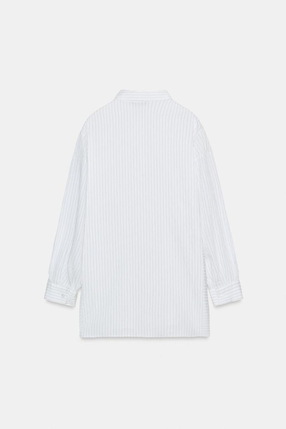 ZARA РУБАШКА OVERSIZE В ПОЛОСКУ, БЕЛЫЙ/ЧЕРНЫЙ