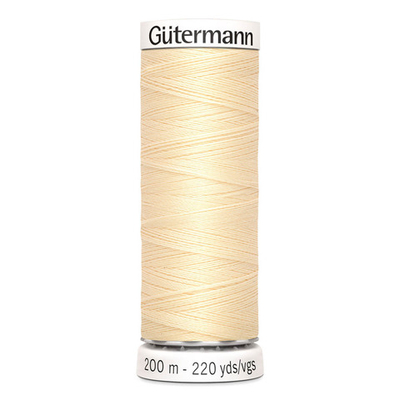 01 Нить Sew-All 100/200 м для всех материалов, 100% полиэстер Gutermann 748277 (610 св.кремово-желтый)