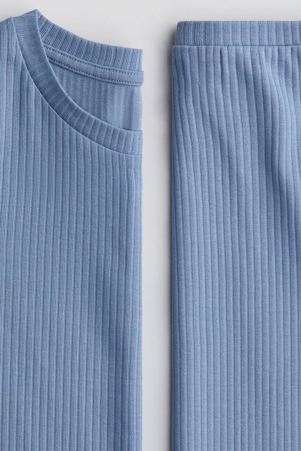 H&M Комплект из эластичного трикотажного топа и юбки, пыльно-синий