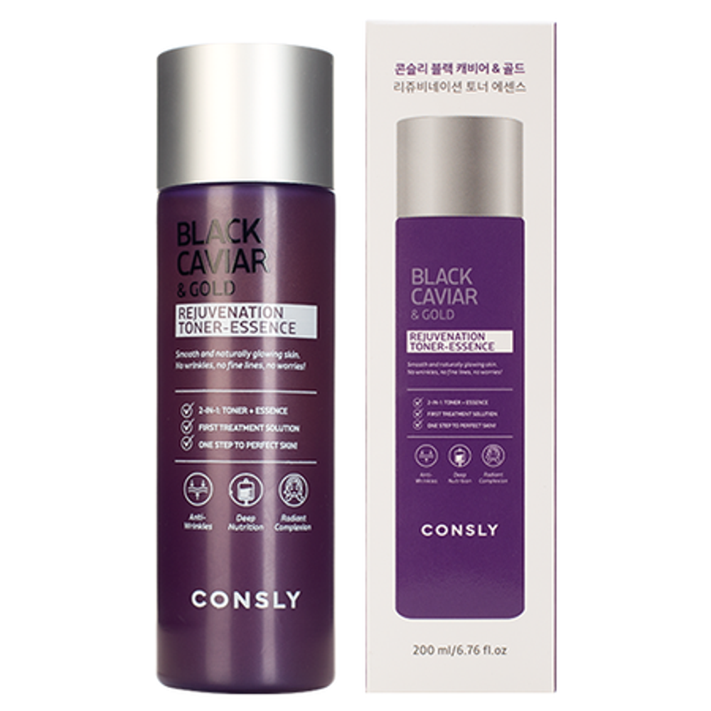 [Consly] Black caviar & gold rejuvenation - Тонер-эссенция с черной икрой и золотом, 200 мл